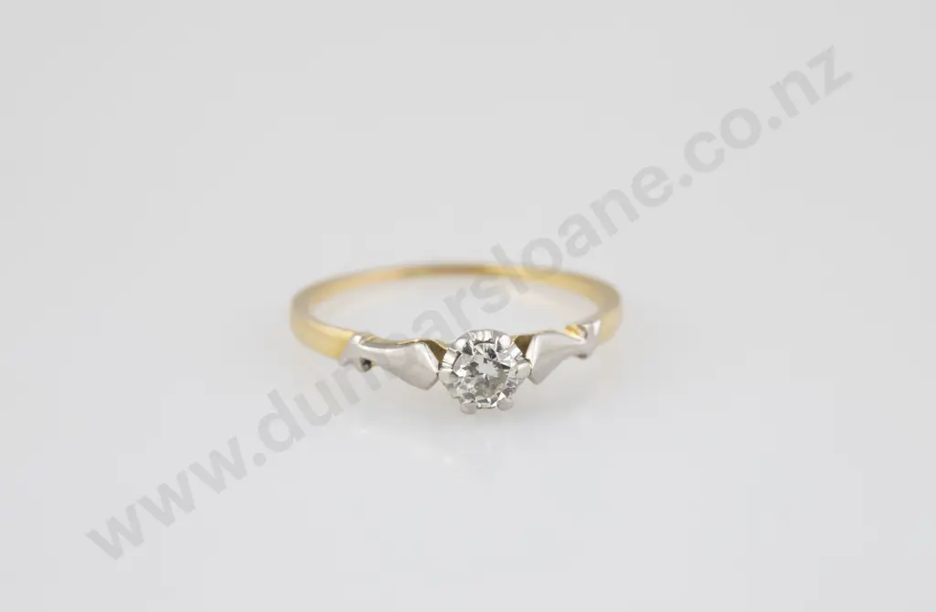 18ct & Platinum Solitaire Diamond Ring Image 1++