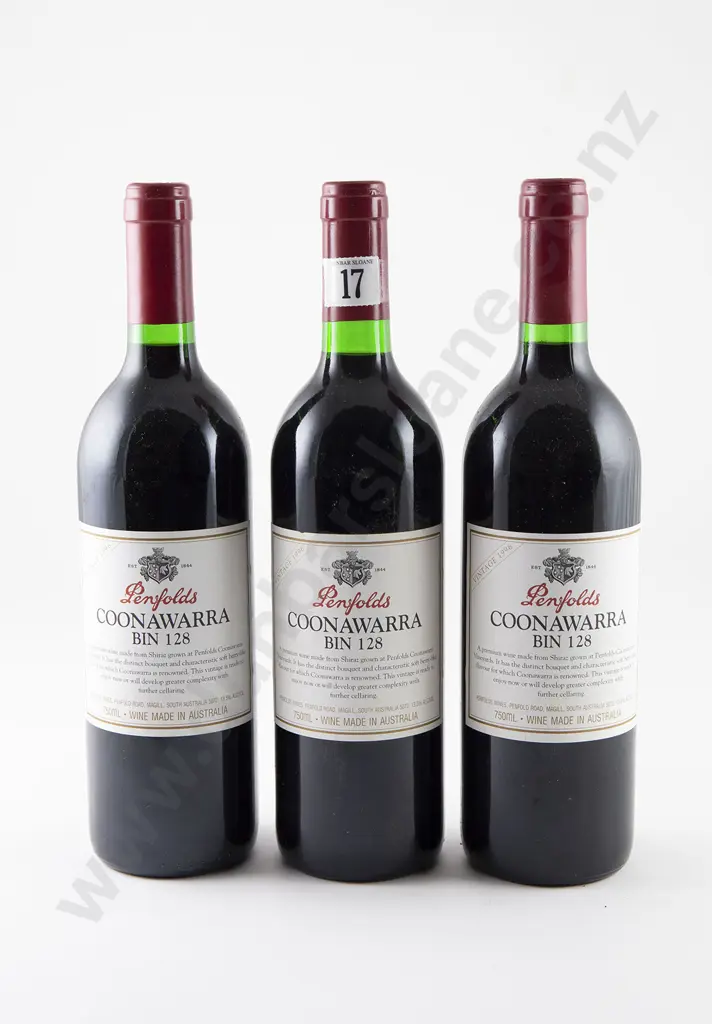 3 bottles Penfolds Coonawarra Bin 128 Vintage 1996 Image 1++