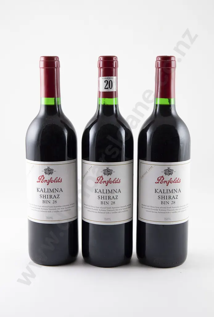 3 bottles Penfolds Kalimna Shiraz Bin 28 Vintage 1998 Image 1++