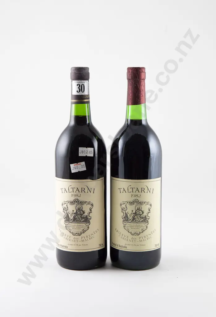 2 bottles Taltarni Reserve des Pyrenees Cabernet - Malbec Victoria Vintage 1982 Image 1++
