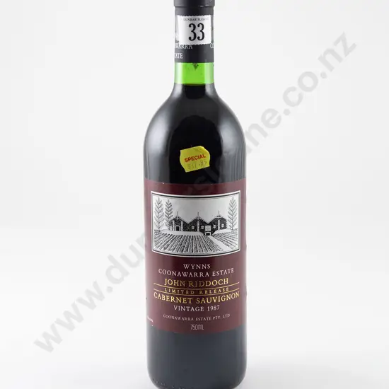 1 bottle Wynns Coonawarra Estate John Riddoch Ltd Release Cabernet Sauvignon Vintage 1987