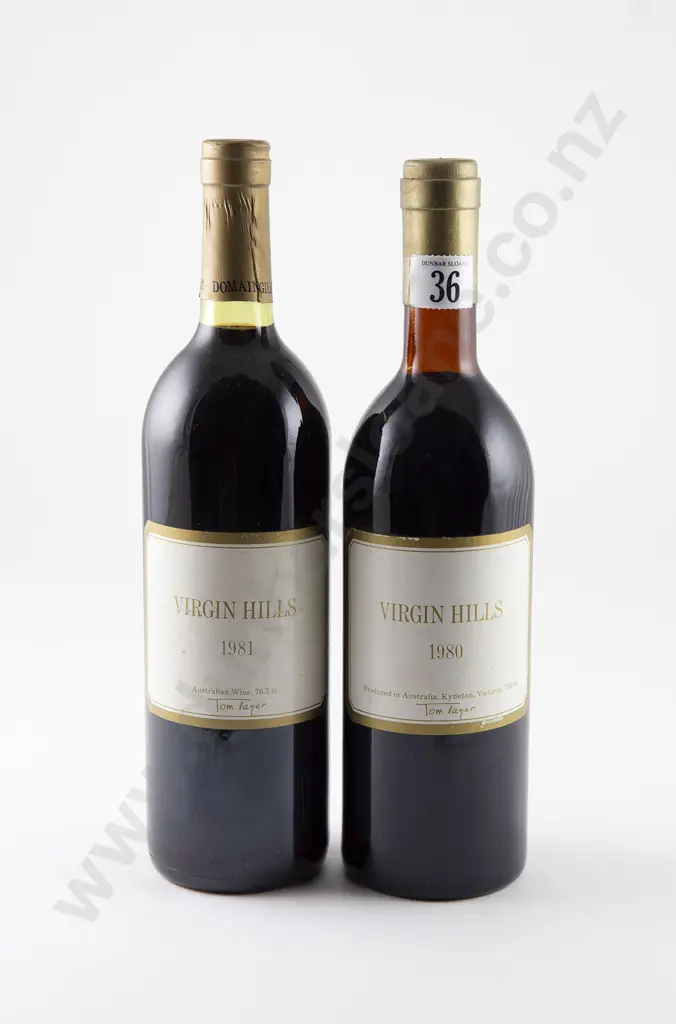 2 bottles Virgin Hills Tom Lazar Kyneton Vintage 1980 and 1981 Image 1++