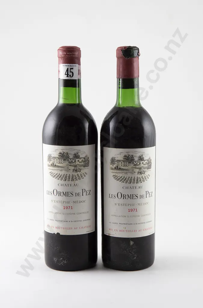 2 bottles Chateau Les Ormes De Pez St Estephe - Medoc Vintage 1971 Image 1++