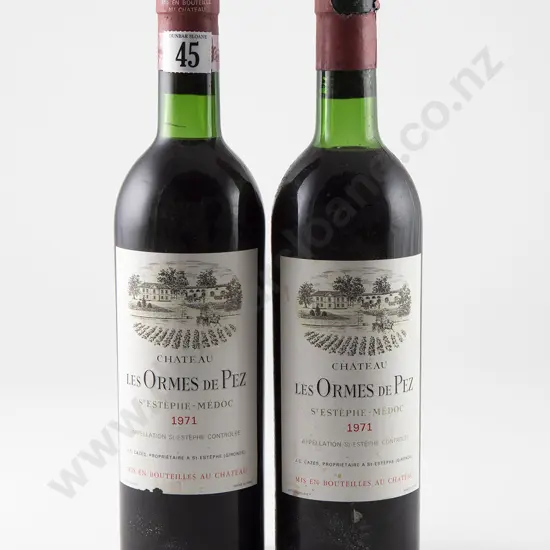 2 bottles Chateau Les Ormes De Pez St Estephe - Medoc Vintage 1971