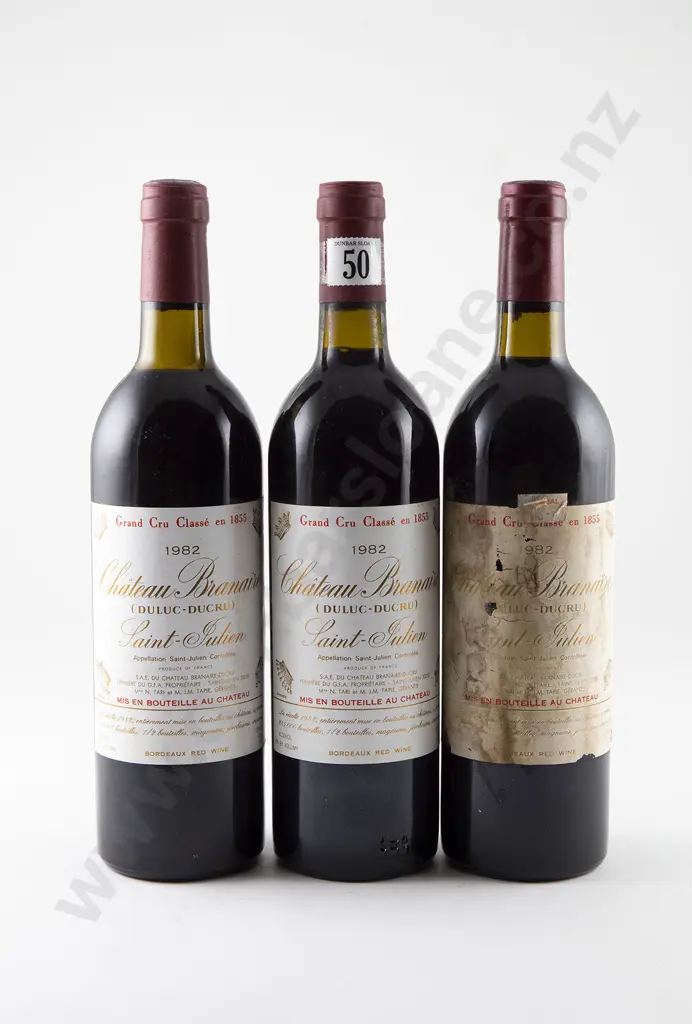 3 bottles Ch Branaire (Duluc-Ducru) Saint-Julien Bordeaux Vintage 1982 Image 1++