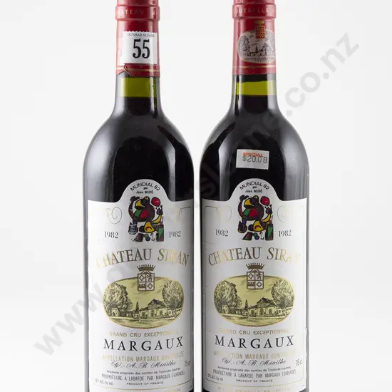 2 bottles Chateau Siran Margaux Vintage 1982
