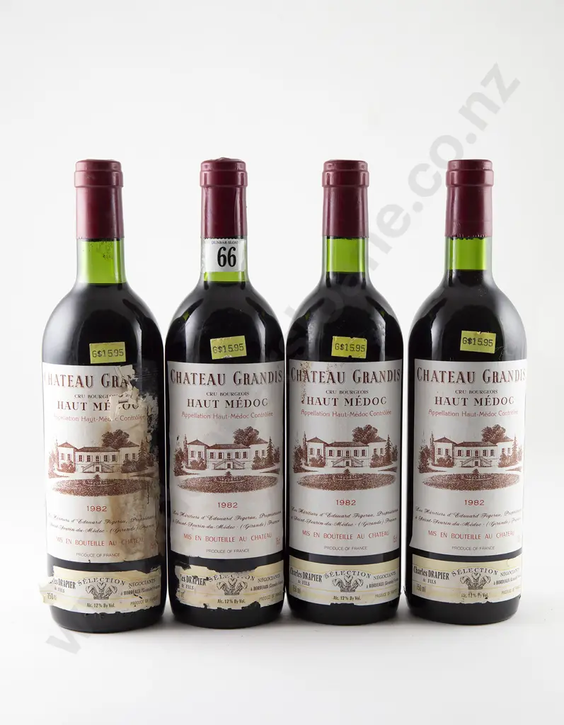4 bottles Château Grandis Haut Medoc Bourgeois Vintage 1982 Image 1++