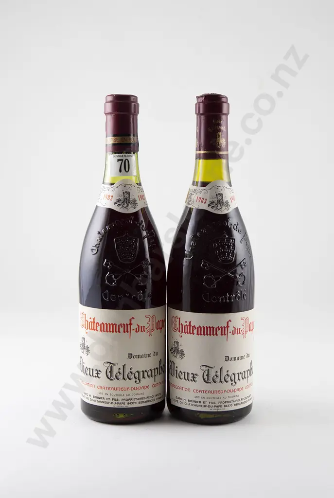 2 bottles Domaine du Vieux Telegraphe Chateauneuf-du-Pape Vintages 1982 & 1983 Image 1++