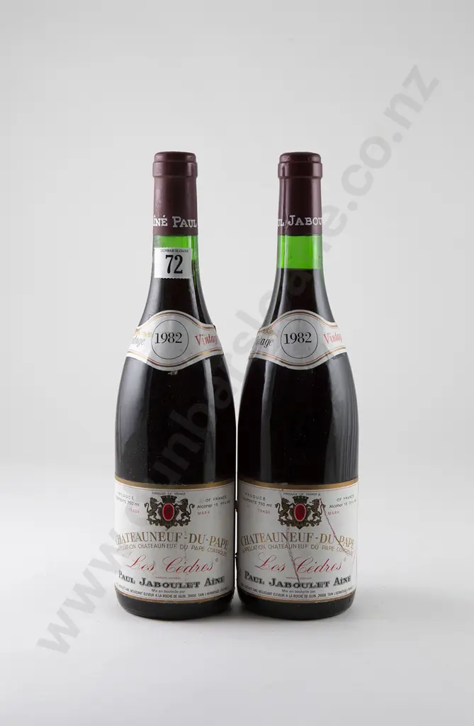 2 bottles Paul Jaboulet Aine Chateauneuf-du-Pape Les Cedres Vintage 1982 Image 1++