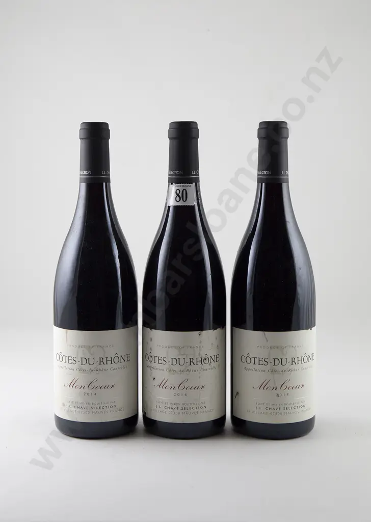 3 bottles Jean Louis Chave Selection Cotes-du-Rhone Alan Coeur Vintage 2014 Image 1++