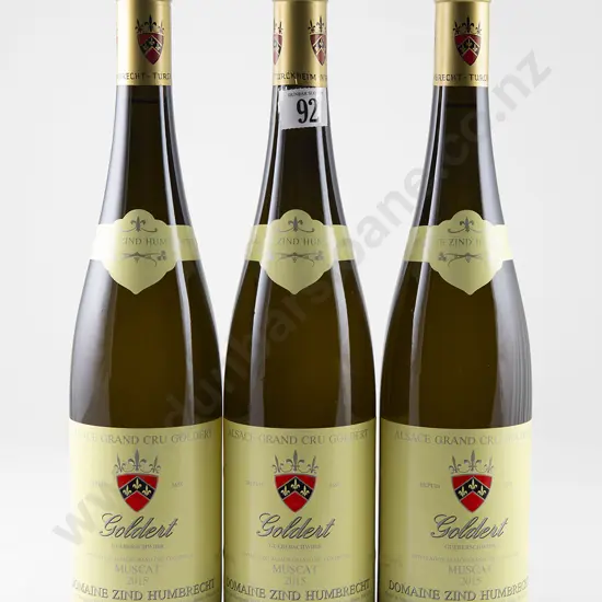 3 bottles Domaine Zind Humbrecht Alsace Grand Cru 'Goldert' Guerberschwihr Muscat Vintage 2015