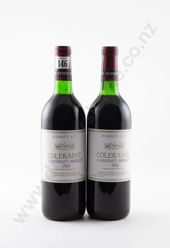 2 bottles Te Mata Estate Coleraine Cabernet/Merlot Vintage 1983 Image 1++