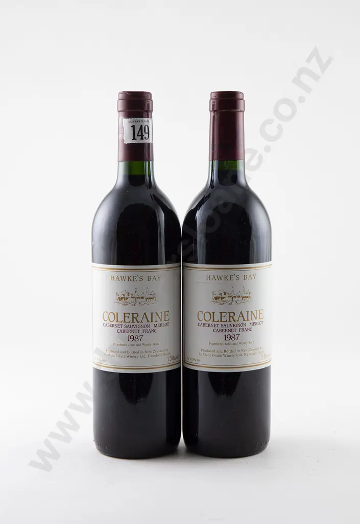 2 bottles Te Mata Estate Coleraine Cabernet Sauvignon Merlot Cabernet Franc Vintage 1987 Image 1++