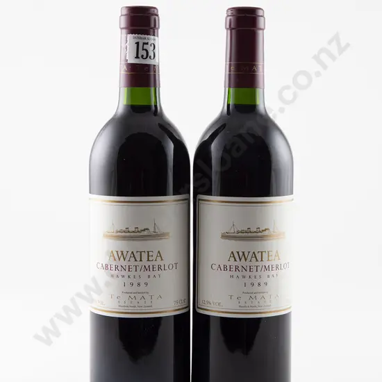2 bottles Te Mata Estate Awatea Cabernet Merlot Vintage 1989