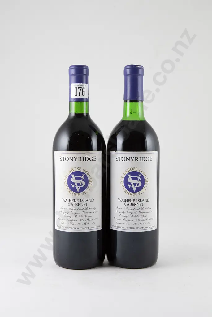 2 bottles Stonyridge Waiheke Island Larose  Cabernet Vintage 1986 Image 1++