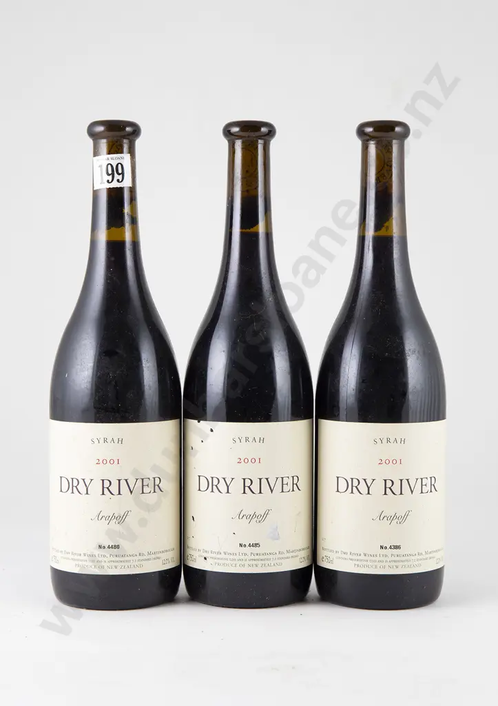 3 bottles Dry River Arapoff Syrah Vintage 2001 Image 1++