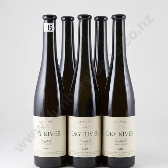 5 bottles Dry River Craighall Late Harvest Riesling Vintage 2002