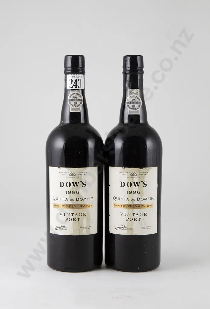 2 bottles Dow's Quinta Do Bomfim 1996 'Centenary' Vintage Port Image 1++