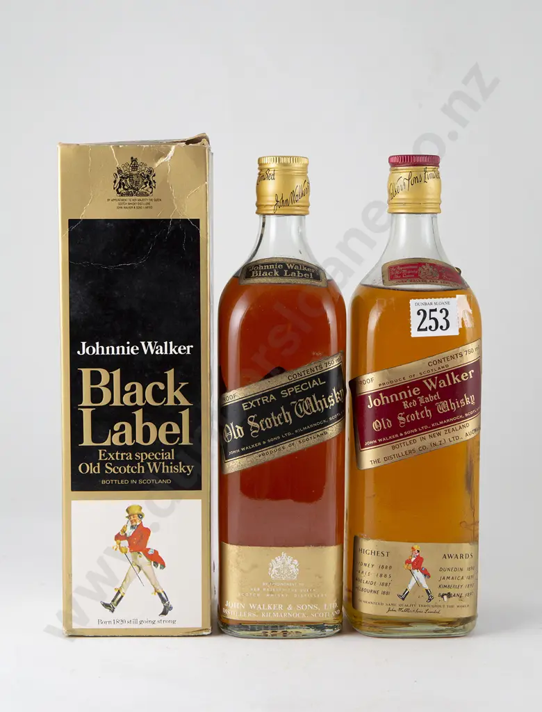 2 bottles Johnnie Walker Red and Black Labels Scotch Whisky Image 1++
