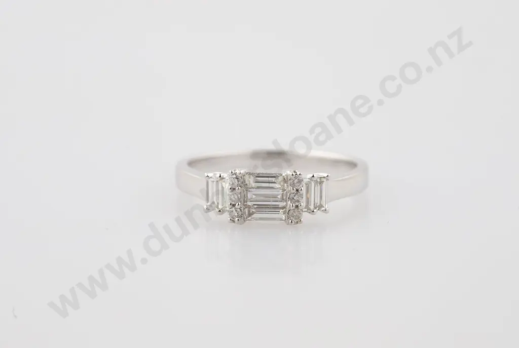 18ct White Gold 13stone Diamond Bridge Ring Image 1++