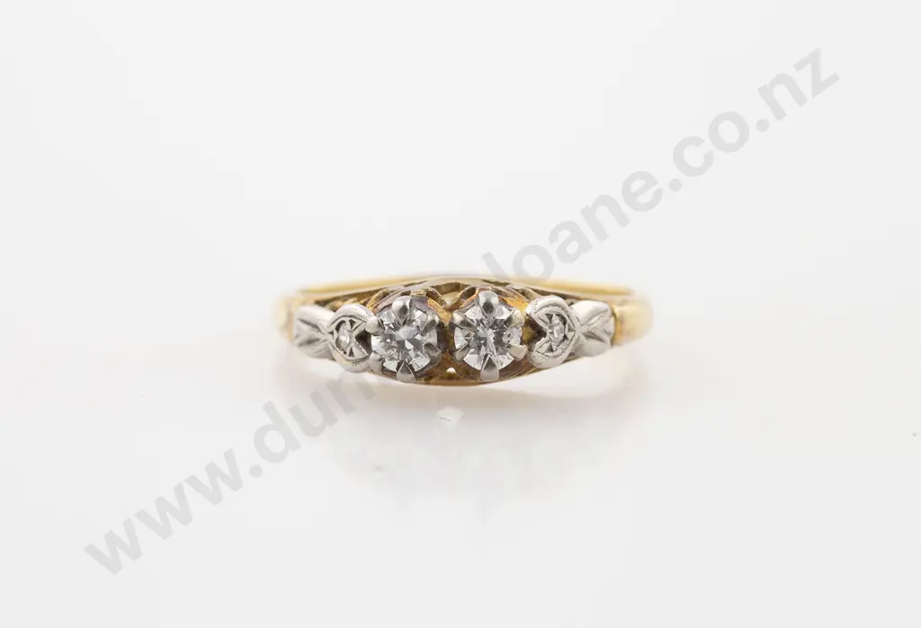 18ct Two Stone Diamond Bridge Ring Image 1++