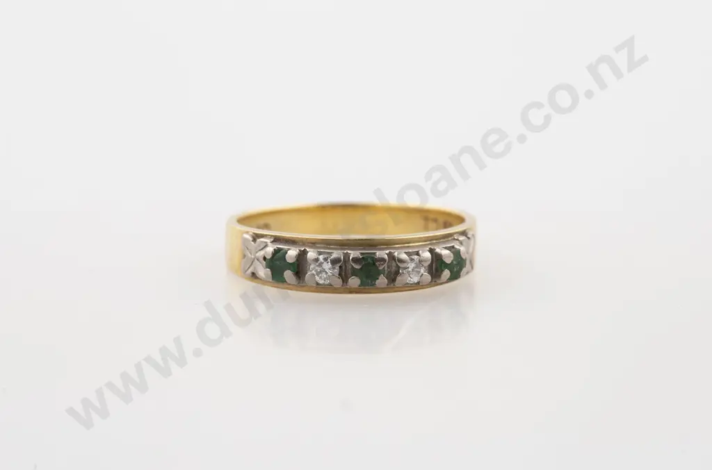 18ct Five Stone Emerald & Diamond Eternity Band Image 1++