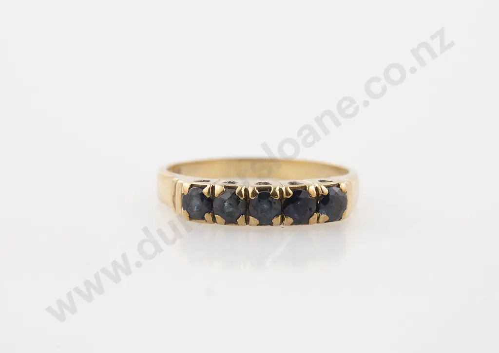 9ct Five Stone Sapphire Bridge Ring Image 1++
