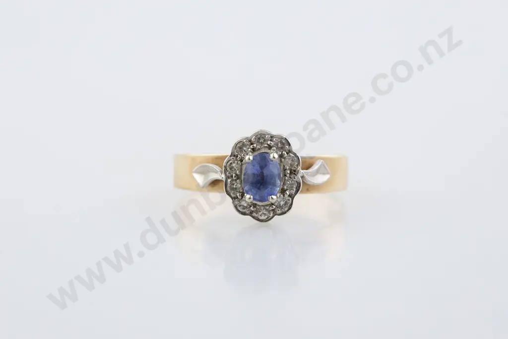 9ct Eleven Stone Sapphire & Diamond Cluster Ring Image 1++
