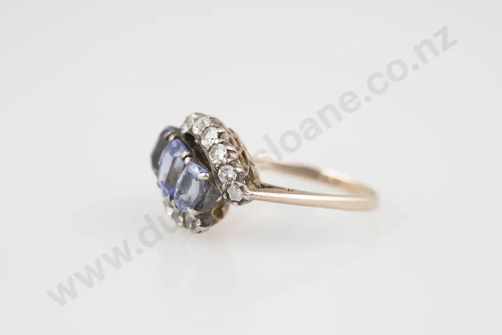 9ct 15stone Blue and White Sapphire Dress Ring Image 1++