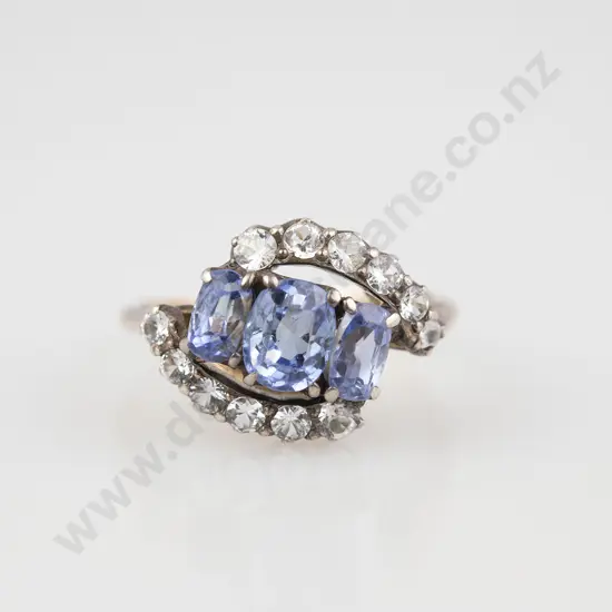 9ct 15stone Blue and White Sapphire Dress Ring