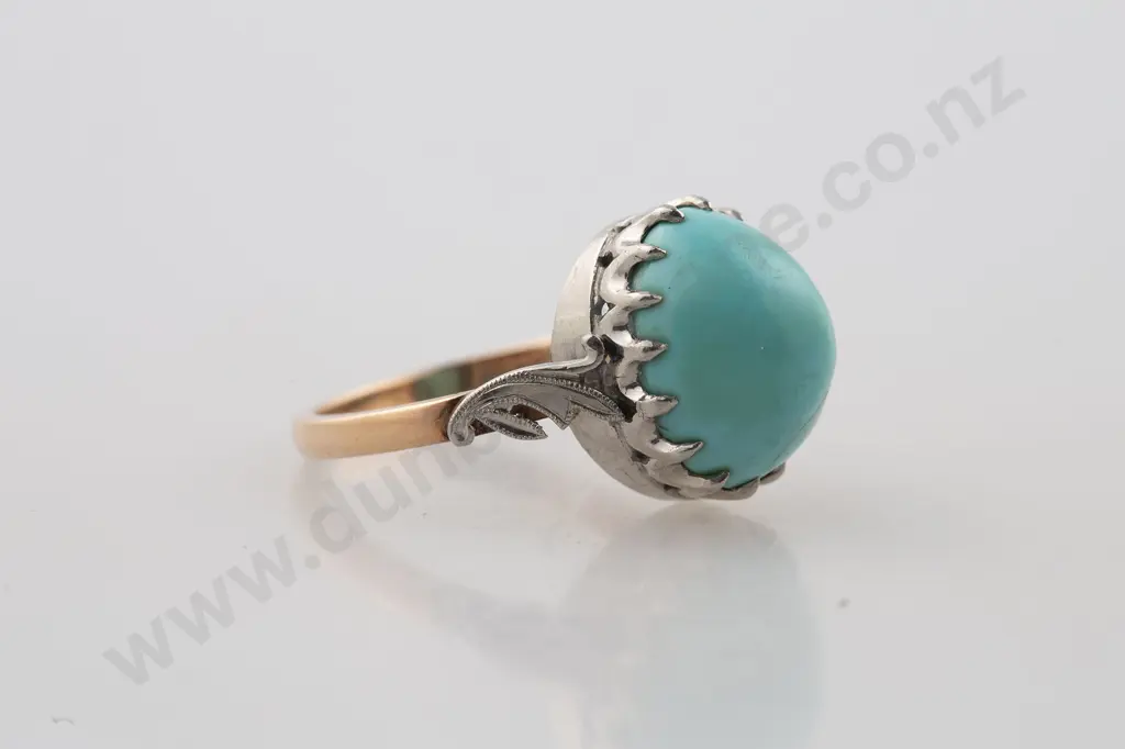 9ct White Gold Single Turquoise Ring Image 1++