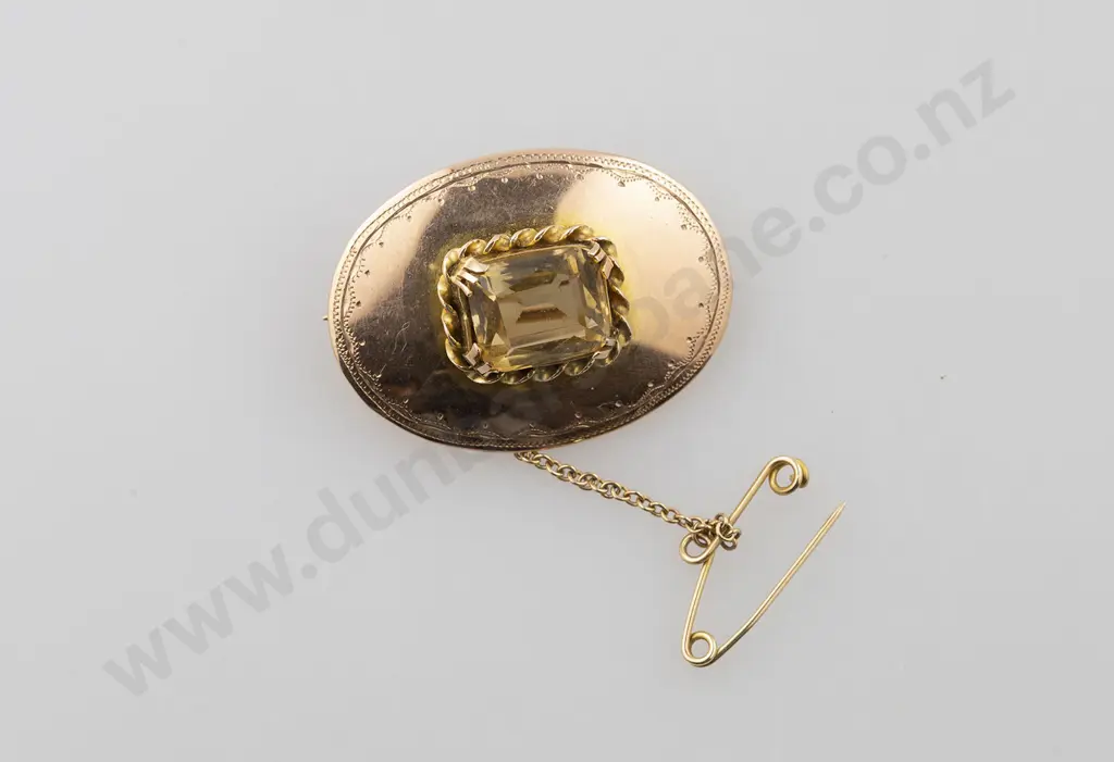 9ct Single Citrine Brooch Image 1++