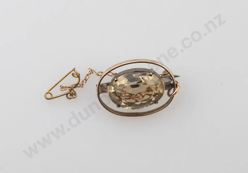 9ct Single Citrine Brooch Image 1++