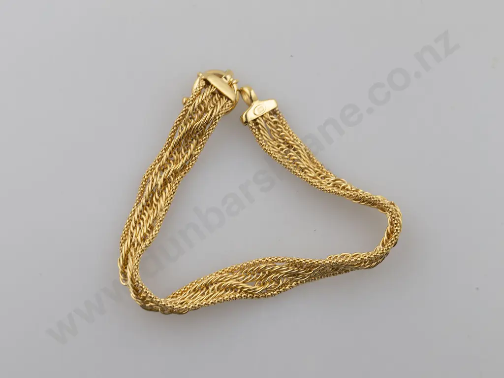 9ct Mixed Twist Trace and Bead Link Bracelet Image 1++