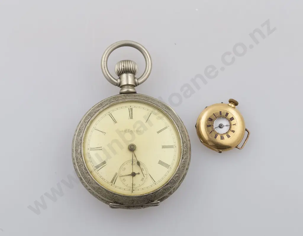 Elgin Silver Plated Open Face Lever Wind Pocket Watch and other Image 1++