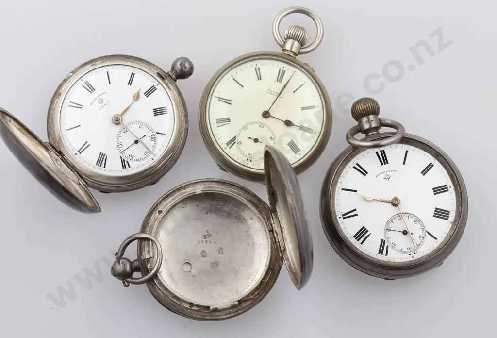 Three S/S Cased Pocket Watches and chrome cased watch Image 1++
