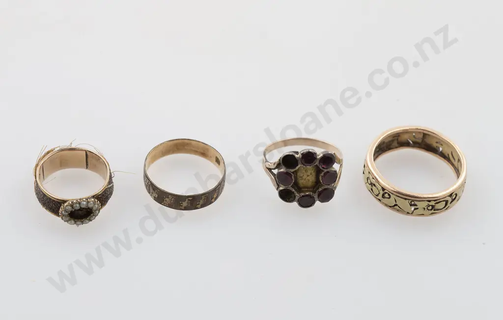 Two C19th Gold Mourning Rings Image 1++