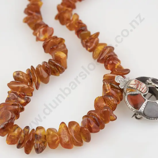 Single Strand Slightly Graduated Amber Bead Necklace