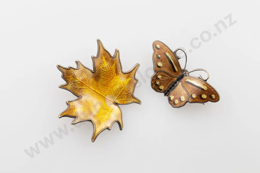 Two Sterling 925 Norway Enamelled Brooches Image 1++