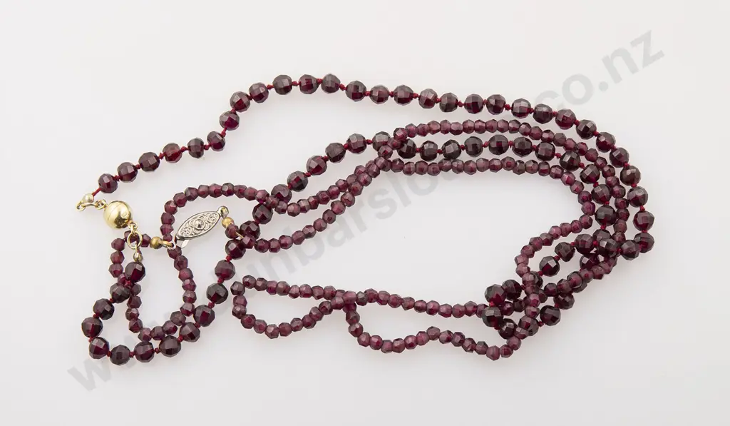 Two Faceted Garnet Bead Necklaces Image 1++