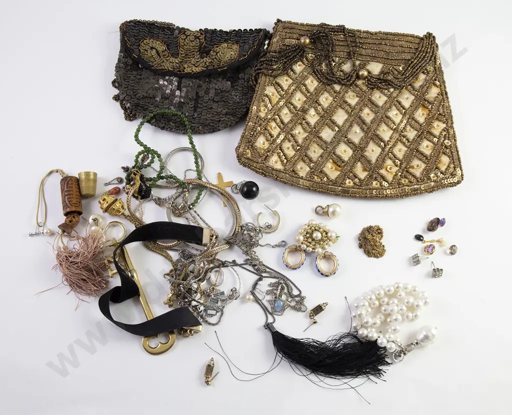 Selection Assorted Costume Jewellery and two evening bags Image 1++