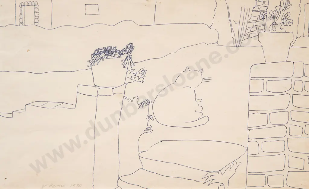 Jeffrey Harris - Untitled (Sketch of a Cat) Image 1++