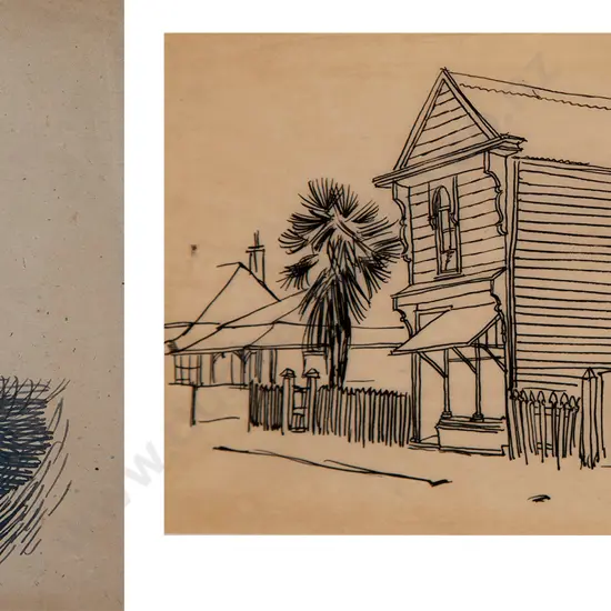 Russell Clark - Old House & Portrait of Man in Period Costume