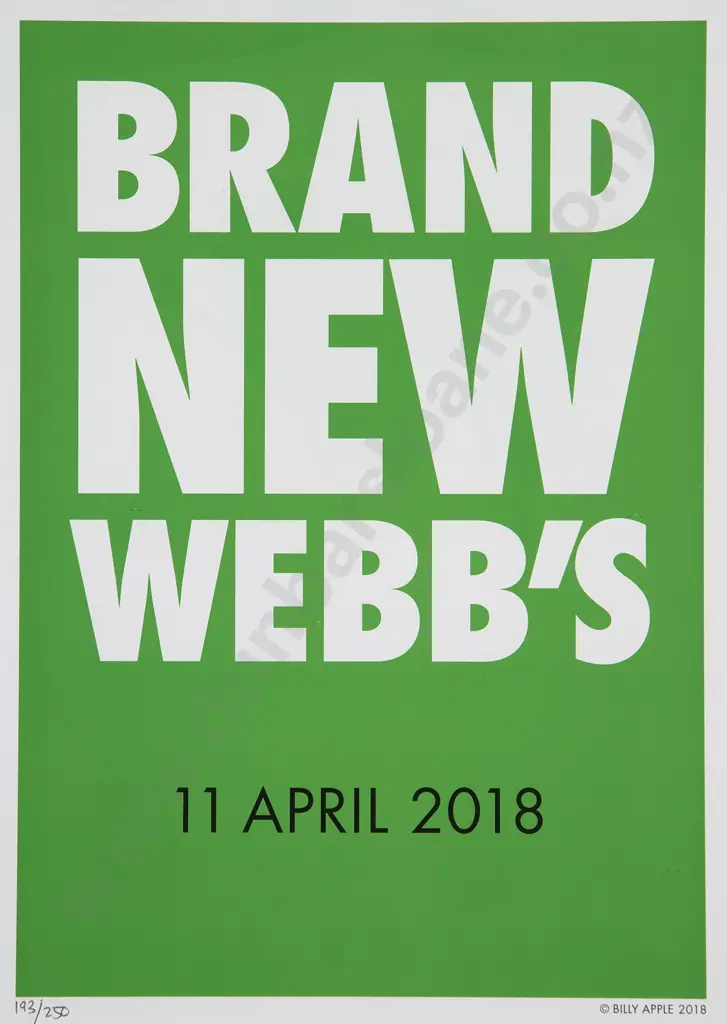 Billy Apple - Brand New Webb's Image 1++