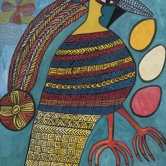 Mathias Kauage (PNG) - Untitled (Exotic Bird)