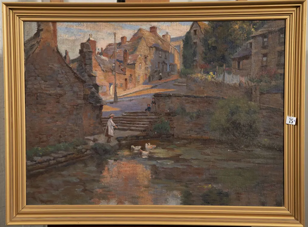 Charles Duncan Hay-Campbell - The Duck Pond (An English Village) Image 1++