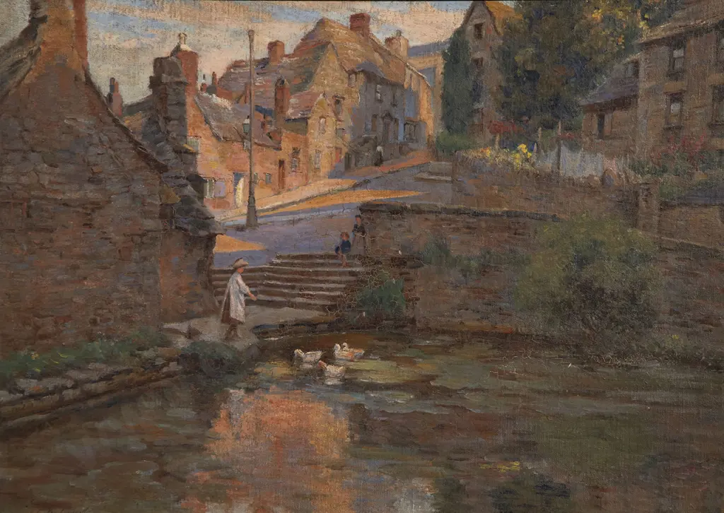 Charles Duncan Hay-Campbell - The Duck Pond (An English Village) Image 1++