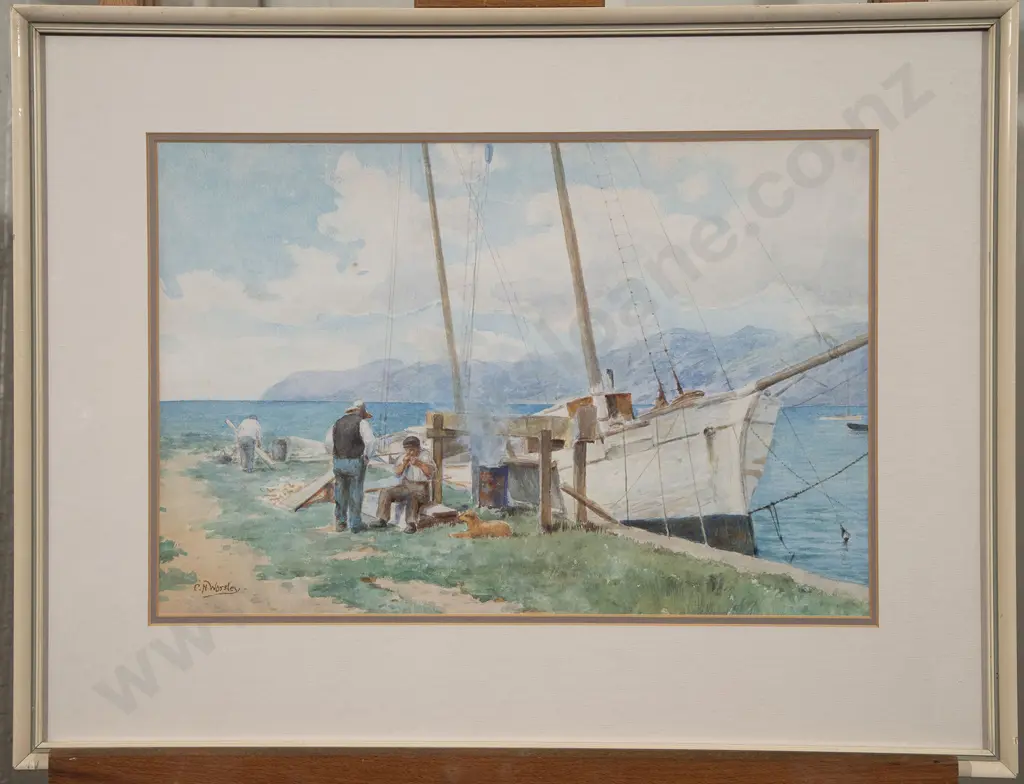 C N Worsley - Untitled (Figures & Boat) Image 1++