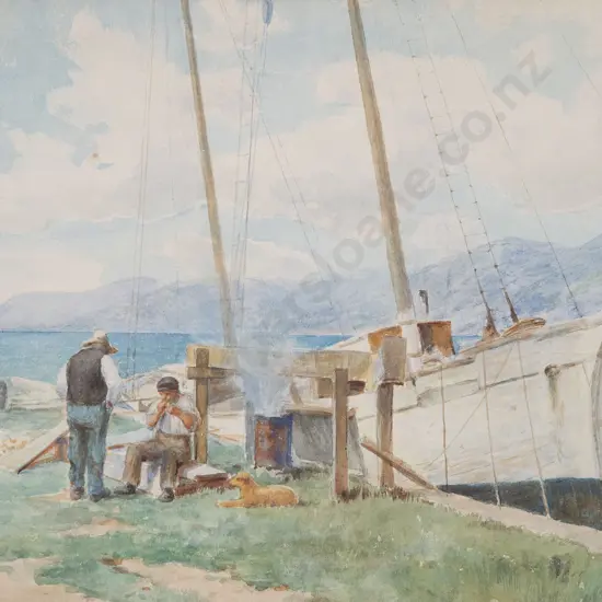 C N Worsley - Untitled (Figures & Boat)