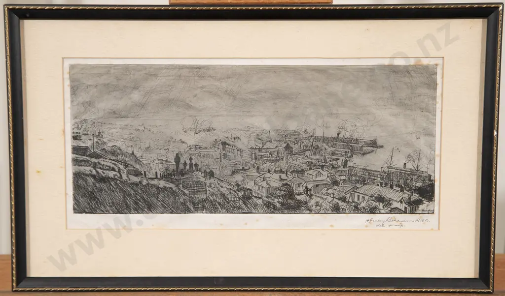 Harry Linley Richardson - Wellington from Mount Victoria & etching (2) Image 1++